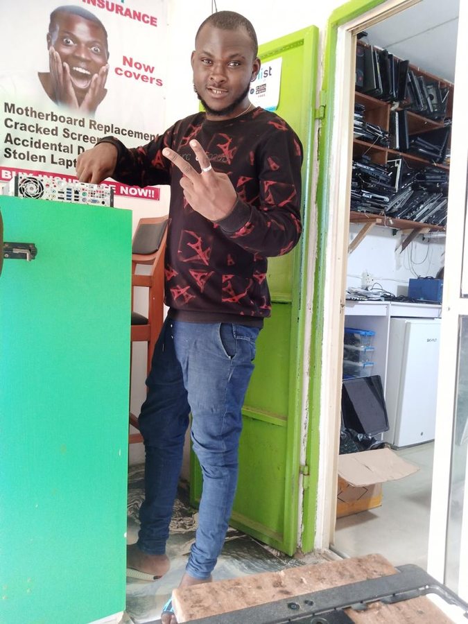 Ola Chimaobi on-site handling a repair at Luminoux Technologies